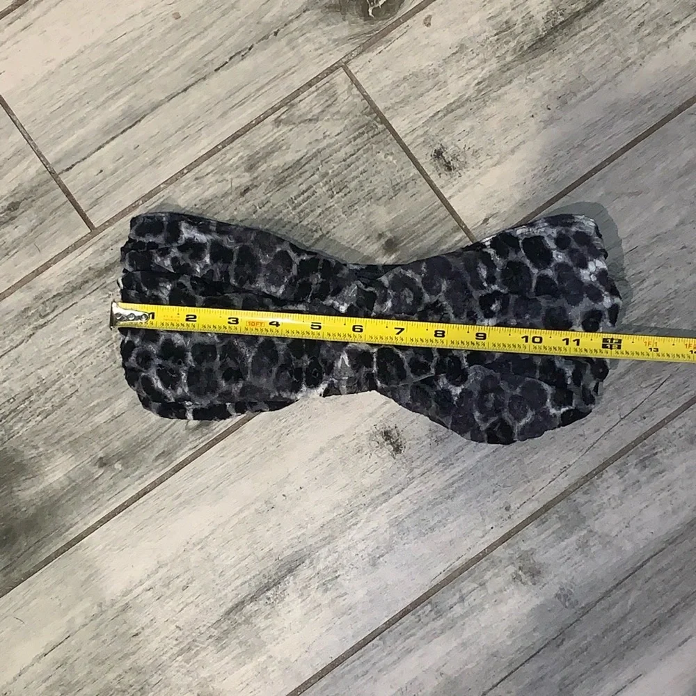 Express Bandeau Bra Top Small Black Lace Cheetah Leopard Print EUC
